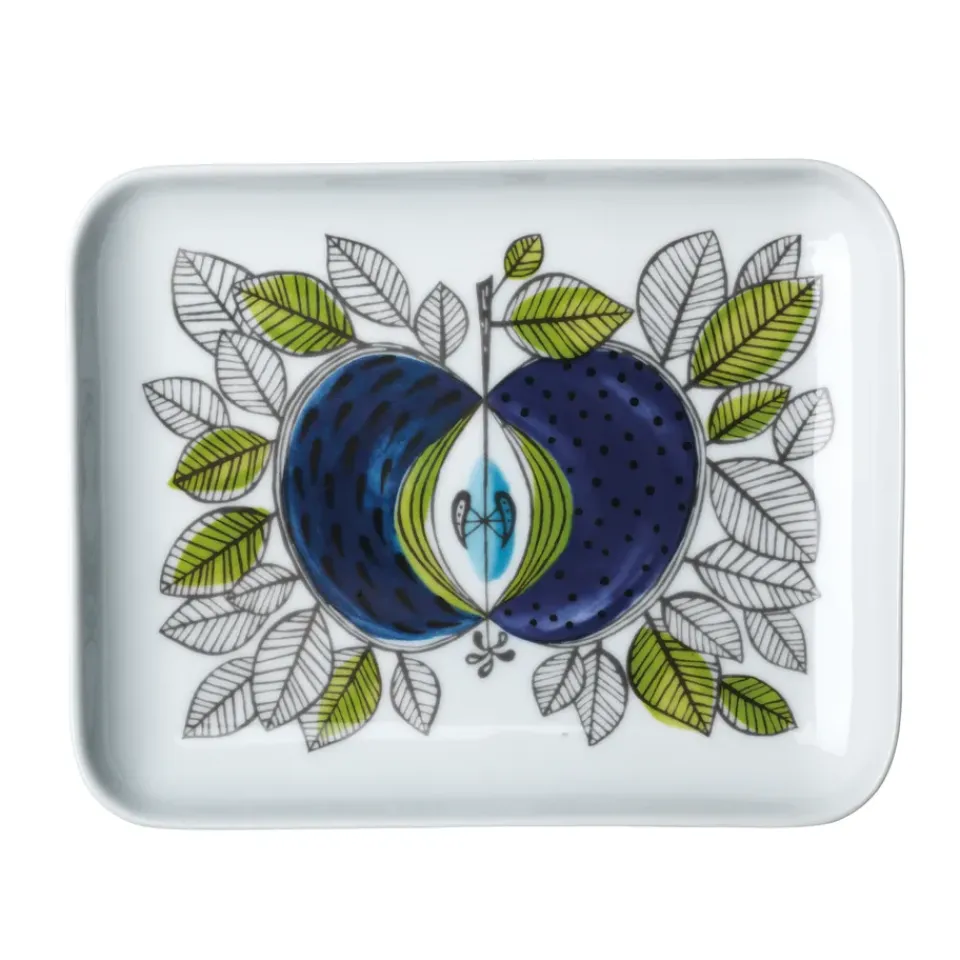 Serving Platters & Dishes^Rörstrand Eden square plate, 19x15 cm BlueGreenWhite