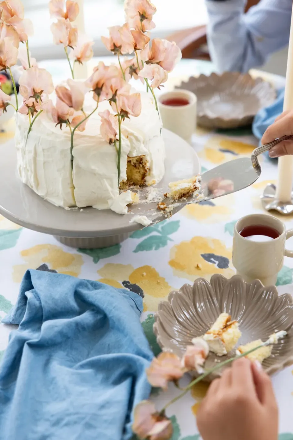 Online Sagaform Eden waxed tablecloth Ø180 cm, Yellow BlueBeige