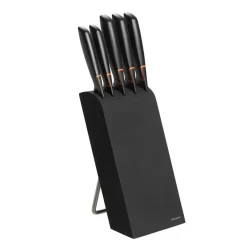 Knife Storage & Holders|Knife Blocks^Fiskars Edge knife block with 5 knives, Black
