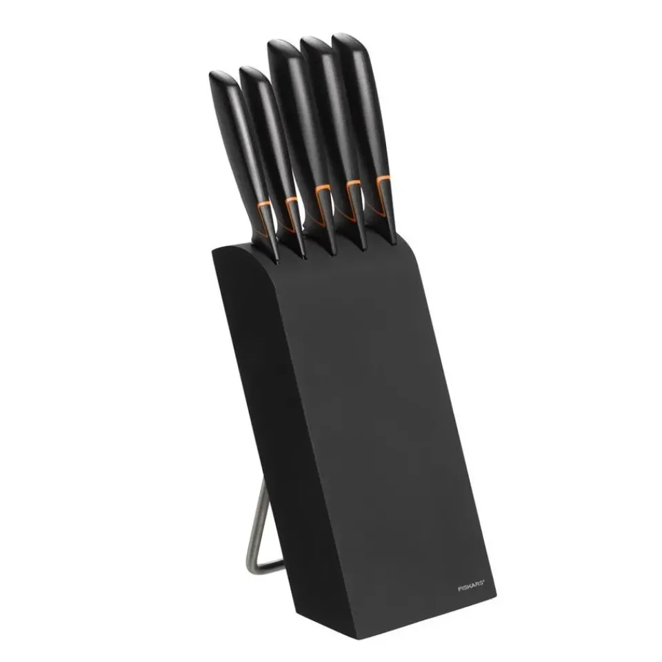 Knife Storage & Holders|Knife Blocks^Fiskars Edge knife block with 5 knives, Black