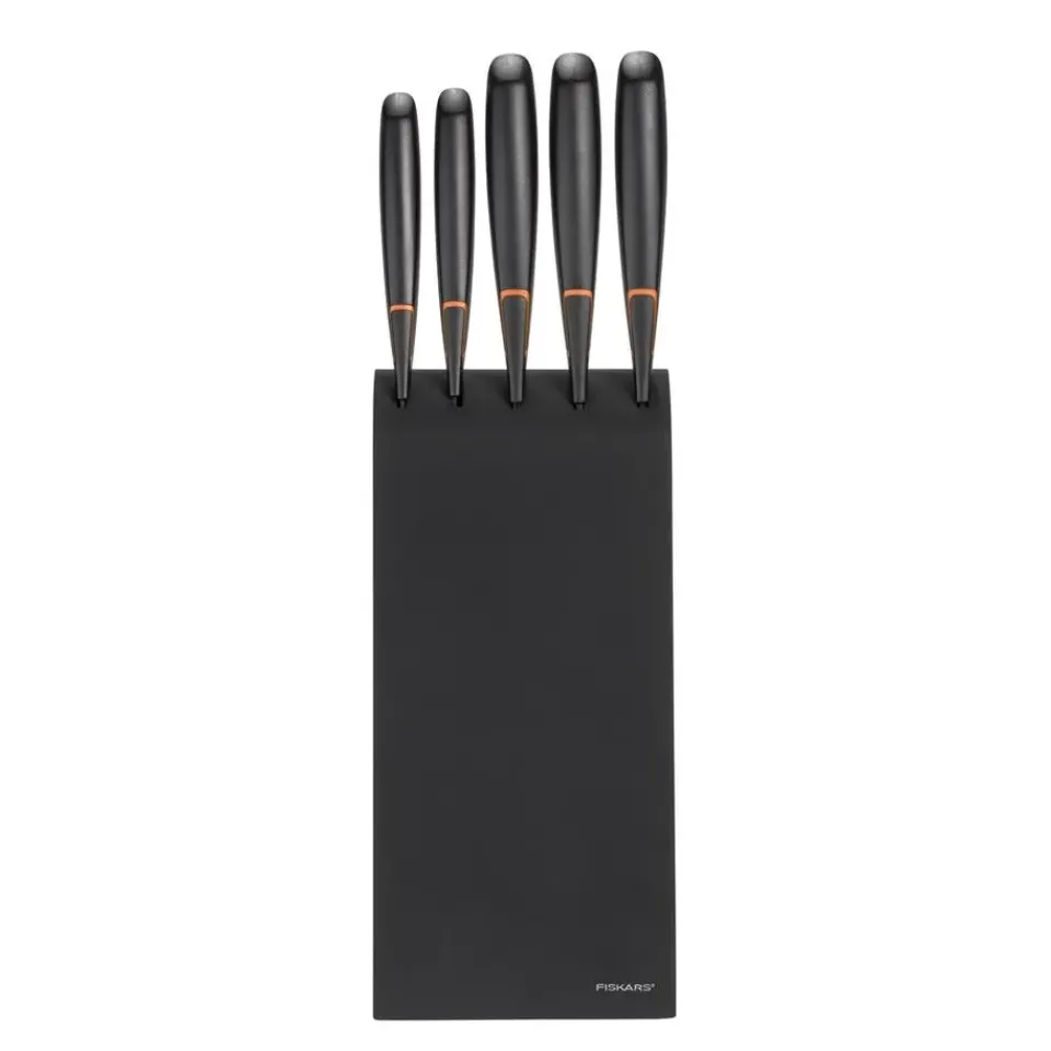 Knife Storage & Holders|Knife Blocks^Fiskars Edge knife block with 5 knives, Black