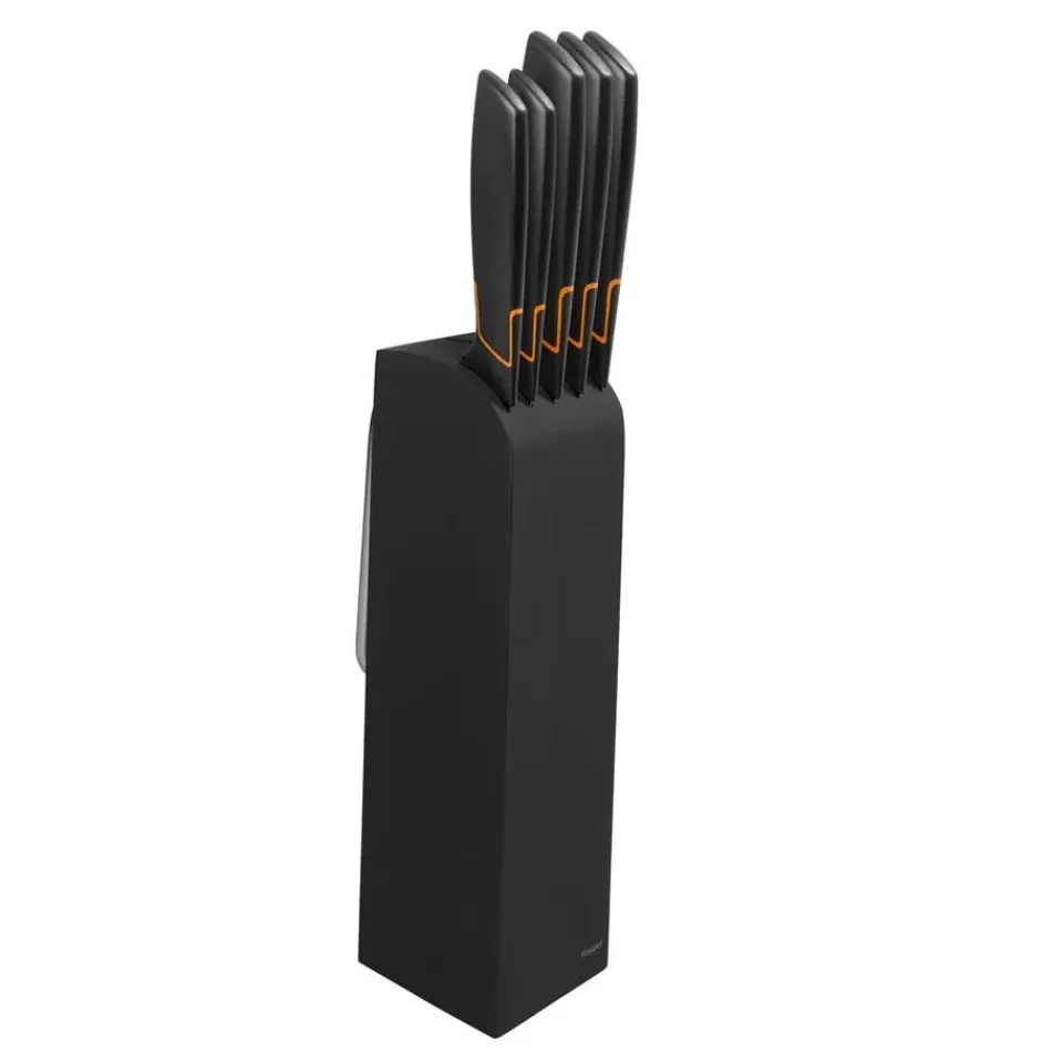 Knife Storage & Holders|Knife Blocks^Fiskars Edge knife block with 5 knives, Black