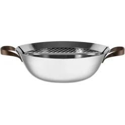 Woks^Alessi Edo wok pan, 34 cm Silver-coloured