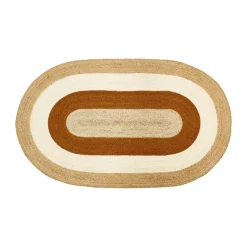 New Dixie Elin striped oval jute rug 92x150 cm, Brick BeigeBrown