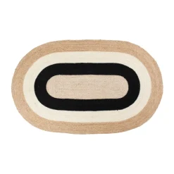 Jute & Natural Fibre Rugs^Dixie Elin striped oval jute rug 92x150 cm, Black Beige