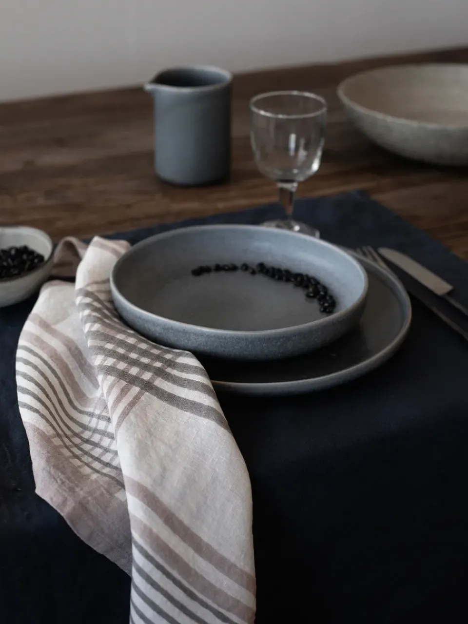 Linen & Cotton Napkins^Tell Me More Ella napkin 50x50 cm, checkered Grey