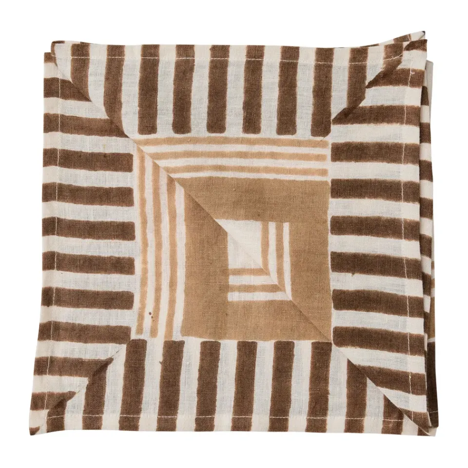 Linen & Cotton Napkins^Tell Me More Ella napkin 50x50 cm, Hazelnut checkered BeigeBrown
