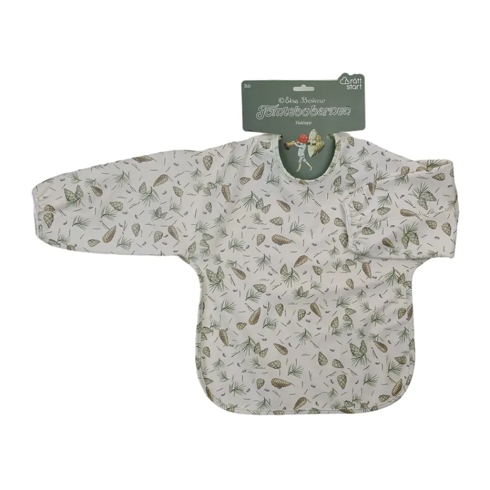Bibs^Rätt Start Elsa Beskow Tomtebobarnen bib with sleeve, Green Multi