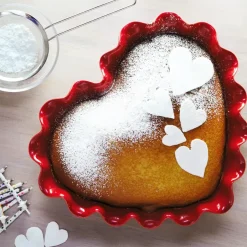 Sale Emile Henry pie dish heart 1.5 L, Red
