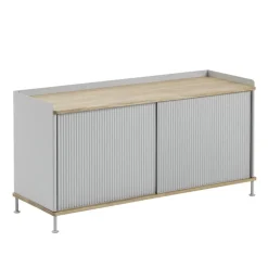 T.V & Media Units|T.V & Media Units^Muuto Enfold sideboard low 125x45x63 cm, Oak-Grey BrownGrey