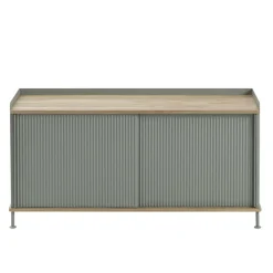 Hot Muuto Enfold sideboard low 125x45x63 cm, Oak-Dusty green BrownGreen
