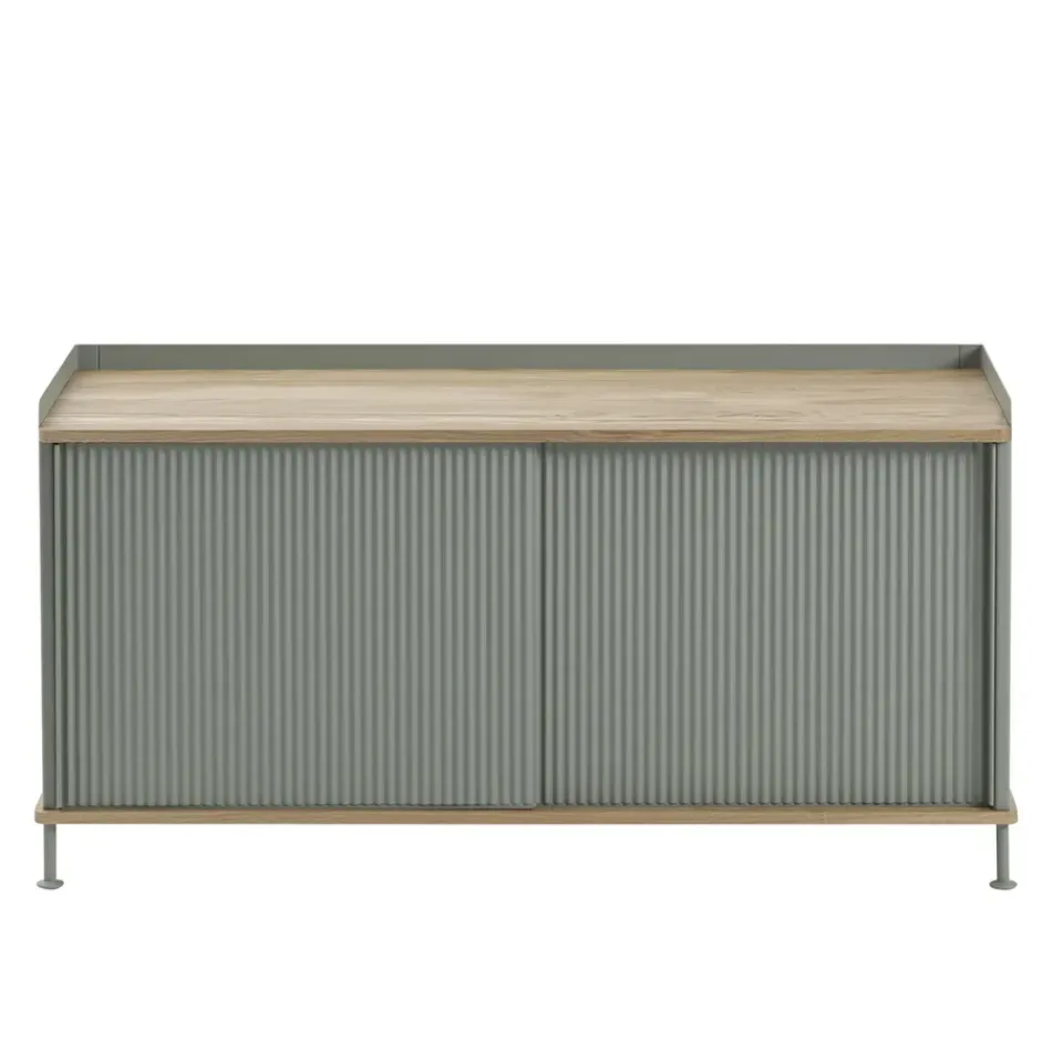 Hot Muuto Enfold sideboard low 125x45x63 cm, Oak-Dusty green BrownGreen