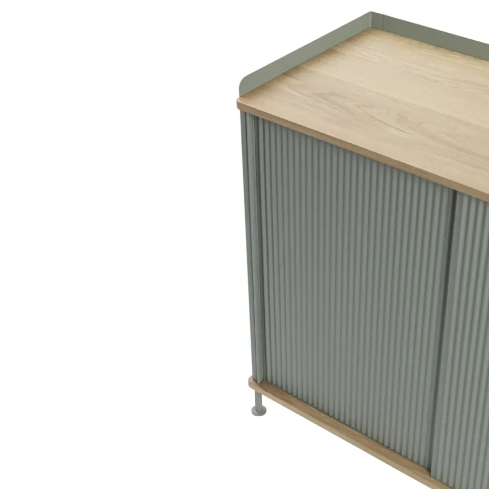 Hot Muuto Enfold sideboard low 125x45x63 cm, Oak-Dusty green BrownGreen