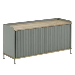Hot Muuto Enfold sideboard low 125x45x63 cm, Oak-Dusty green BrownGreen
