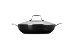 New Le Creuset ENSC casserole pan with glass lid, 28 cm Black