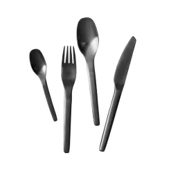 Outlet Aida Enso cutlery 16 pieces, matte black Silver-coloured