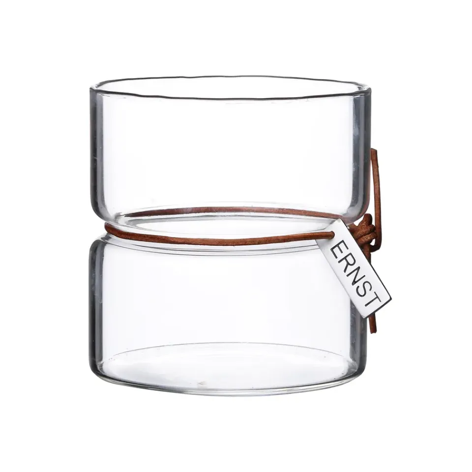 Sale ERNST candle holder H8.5cm Ø8cm, clear Transparent