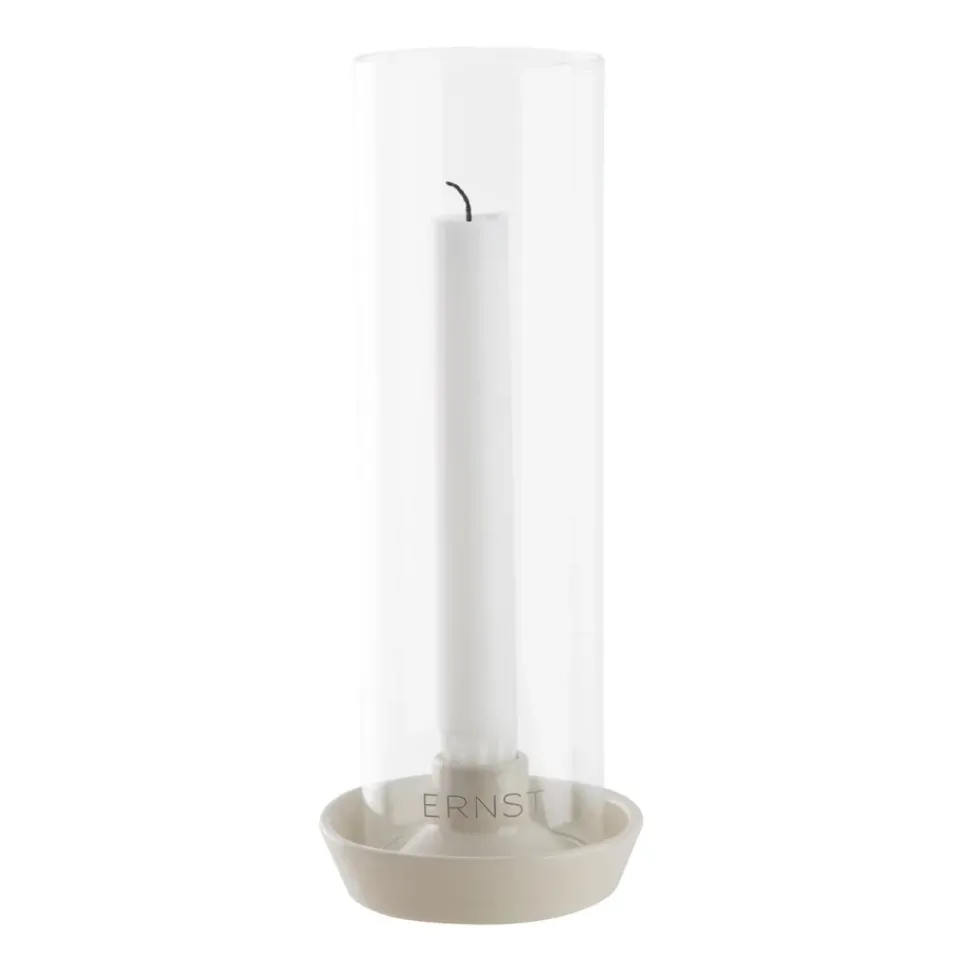 New ERNST candle sticks glass cylinder, White