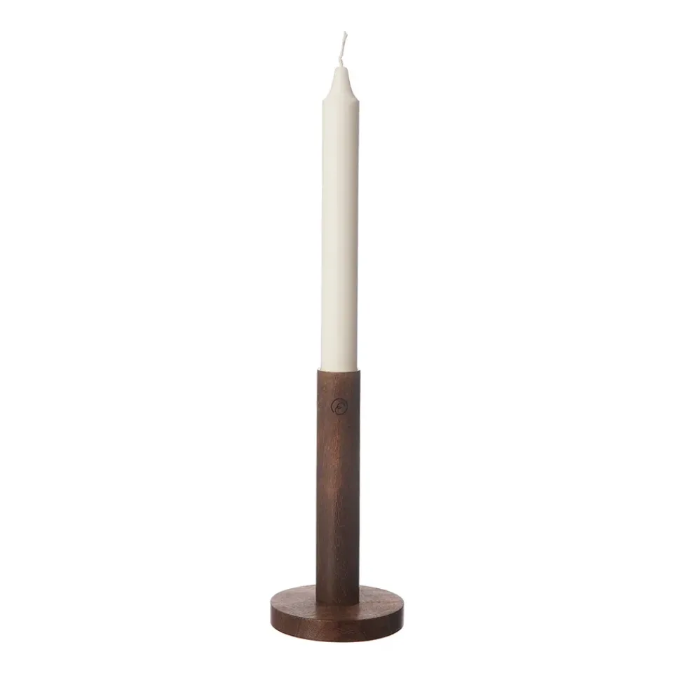 Clearance ERNST candle sticks made of wood 15 cm, Dark Brown