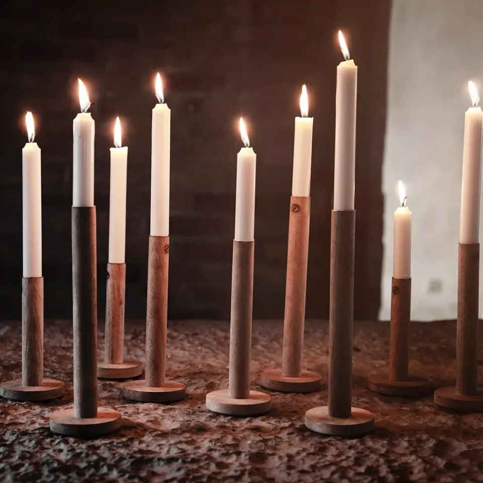 Candle Holders^ERNST candle sticks made of wood 15 cm, nature Beige