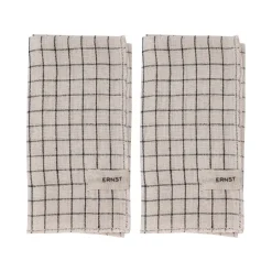 Clearance ERNST napkin 2 pack checked 40x40 cm, Black- Beige