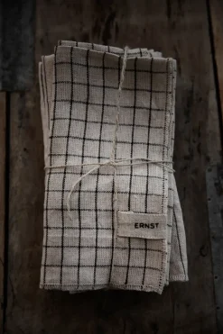 Clearance ERNST napkin 2 pack checked 40x40 cm, Black- Beige