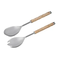 Sale ERNST salad servers braided handle 2 pieces, Seagrass, 28 cm Beige