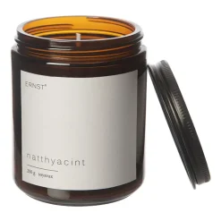 ERNST scented candle in glass with lid Ø9 cm, Night hyacinth BrownBlackWhite