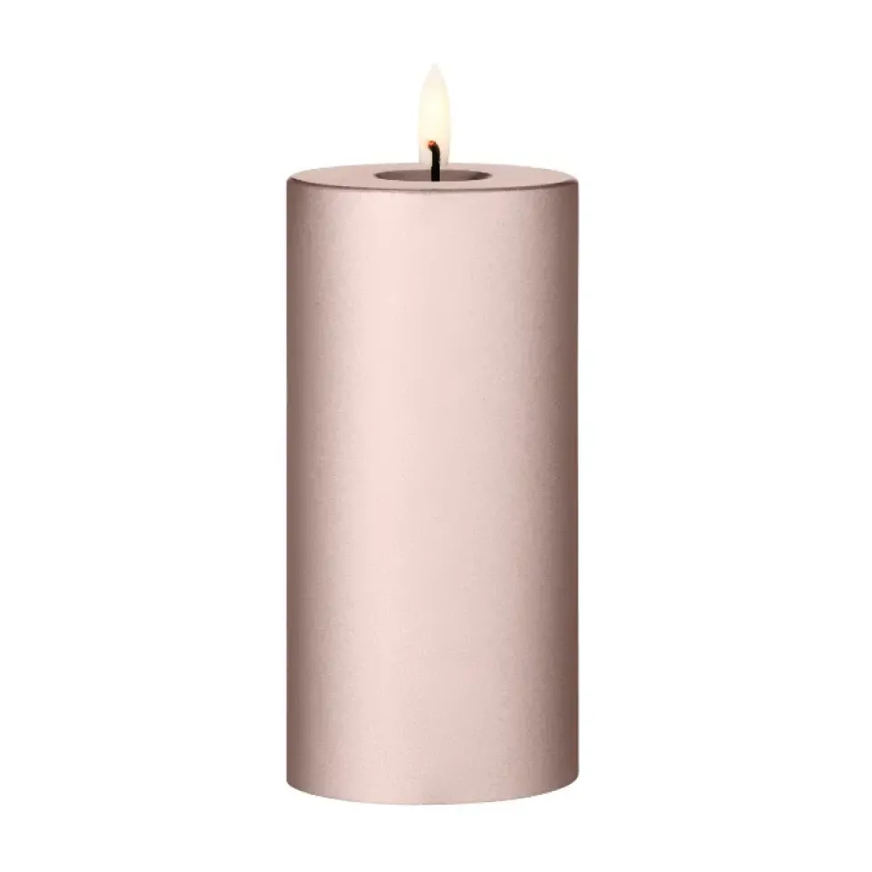 Led-Candles^Ester & erik pillar candle LED, 94 Champagne Metallic, 15 cm Gold-coloured