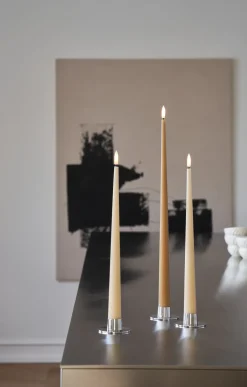 Clearance Ester & erik taper candle LED 2-pack, 27 Almond butter, 40 cm Brown