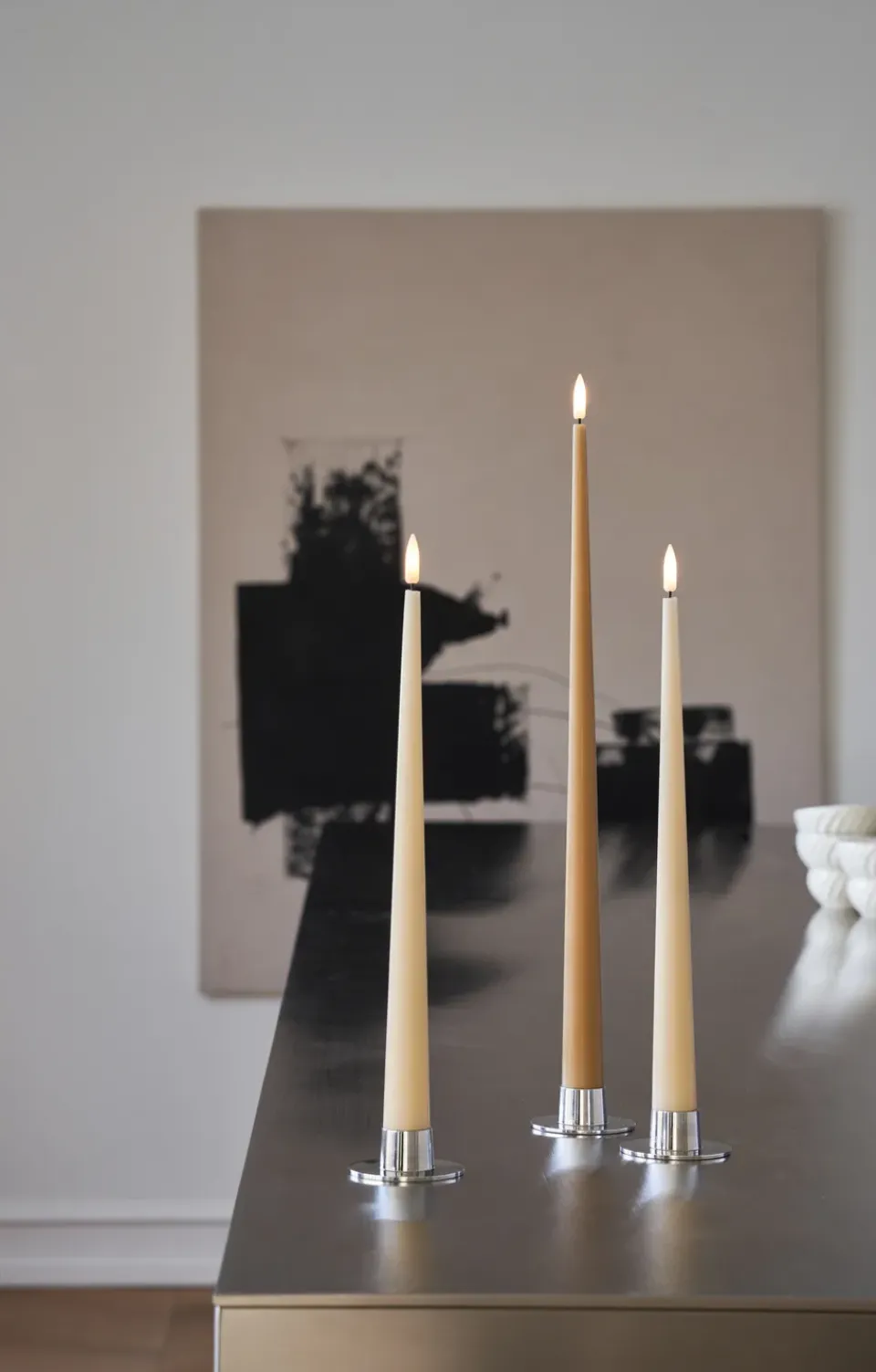 Clearance Ester & erik taper candle LED 2-pack, 27 Almond butter, 40 cm Brown