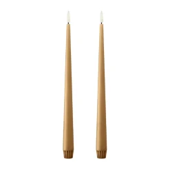 Led-Candles^Ester & erik taper candle LED 2-pack, 27 Almond butter , 30 cm Brown
