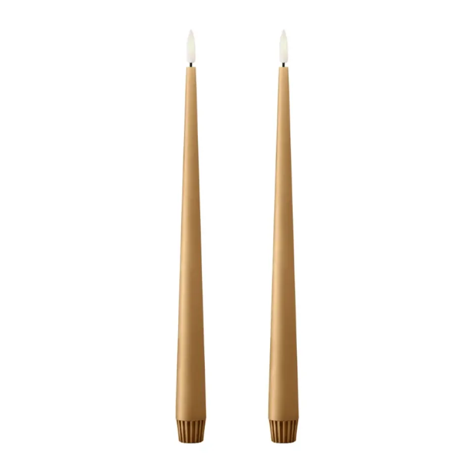 Led-Candles^Ester & erik taper candle LED 2-pack, 27 Almond butter , 30 cm Brown