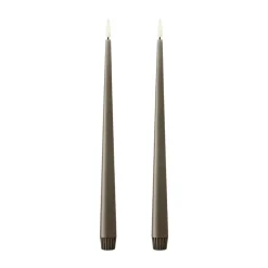 Led-Candles^Ester & erik taper candle LED 2-pack, 77 Caviar , 30 cm Brown