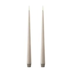 Led-Candles^Ester & erik taper candle LED 2-pack, 22 Linen Grey , 30 cm Beige