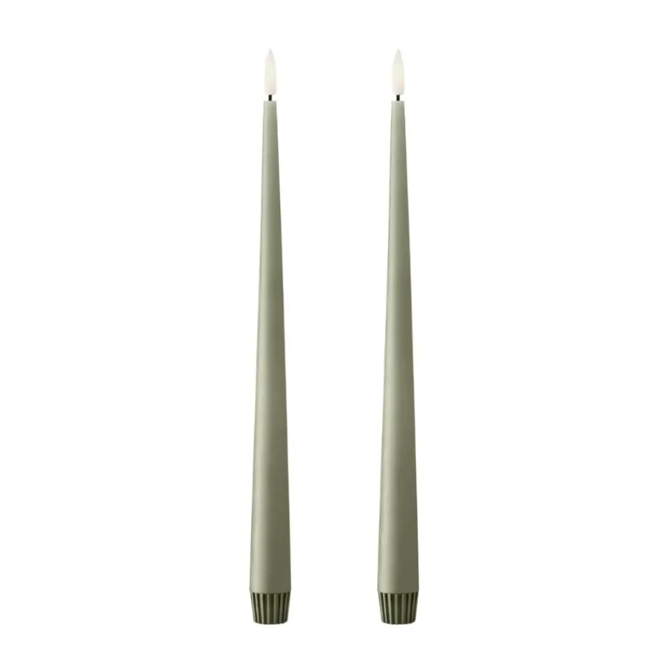 Ester & erik taper candle LED 2-pack, 69 Artichoke , 30 cm Green