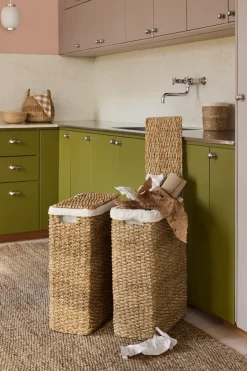 Best Dixie Esther braided laundry basket nature, 58 cm BeigeWhite