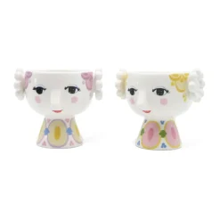 Tea Light Holders, Lanterns & Candle Dishes^Bjørn Wiinblad Eva candle holder Ø6.5 cm 2-pack, Yellow-lavender YellowPurple
