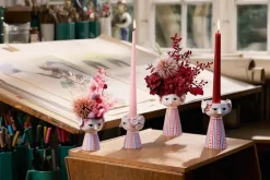 Tea Light Holders, Lanterns & Candle Dishes^Bjørn Wiinblad Eva candlestick 14 cm, Red
