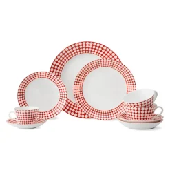 Sale Gustavsbergs Porslinsfabrik Eva tea set, tea cup + saucer RedWhite