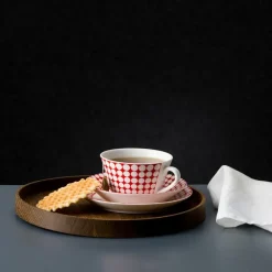 Sale Gustavsbergs Porslinsfabrik Eva tea set, tea cup + saucer RedWhite