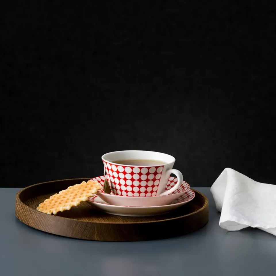 Sale Gustavsbergs Porslinsfabrik Eva tea set, tea cup + saucer RedWhite
