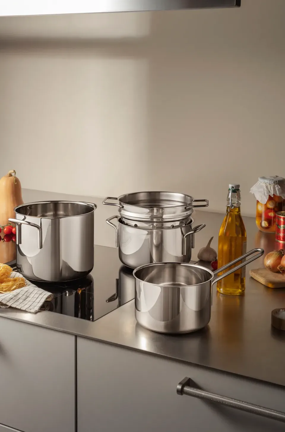 Saucepan Sets|Saucepans^Eva Solo Eva Trio Stainless Steel cookware set 4 pieces, Stainless steel Silver-coloured