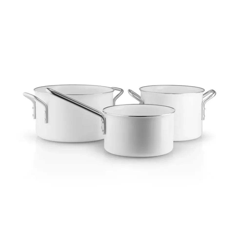 Best Eva Solo Eva Trio Line Slip-Let ceramic cookware set 3 pieces, Stainless steel White