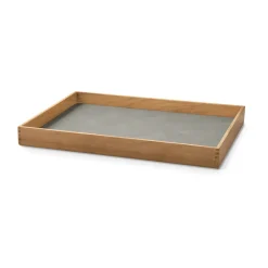 Trays^LIND DNA Even teak tray square M, Nupo light Grey
