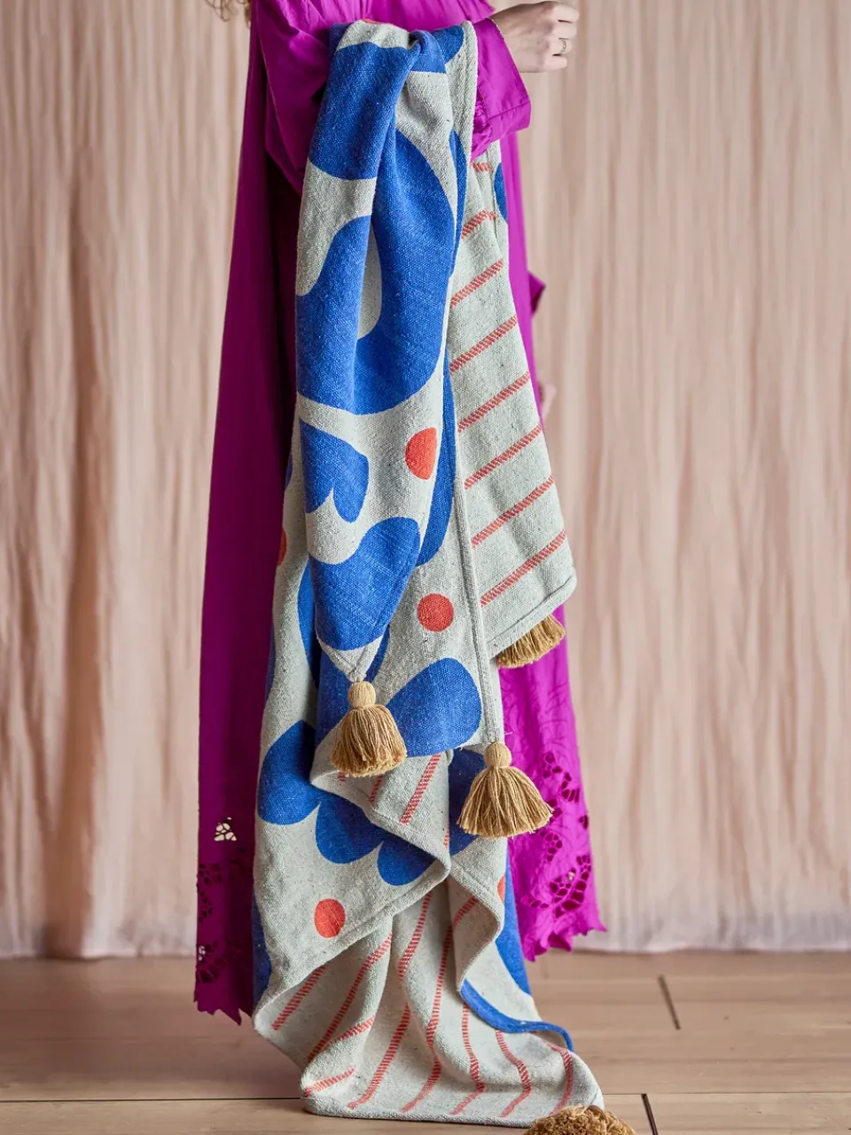 Clearance Bloomingville Eviaya throw 130x160 cm, Blue