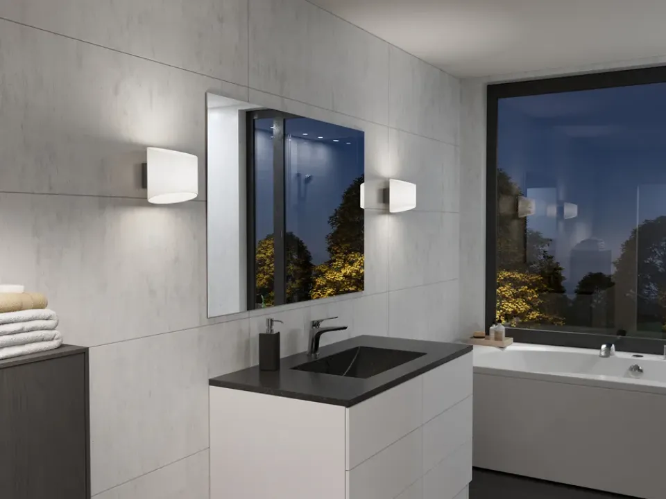 Reading Lamps|Wall Lights^Herstal Evoke wall lamp oval, Anthracite-opal glass Black