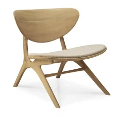 Clearance Ethnicraft Eye lounge armchair, Oak, off-white Beige