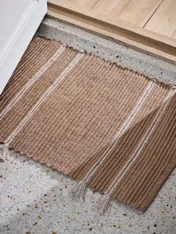 Hot Broste Copenhagen Ezra door mat 50x70 cm, Natural-off white BeigeWhite