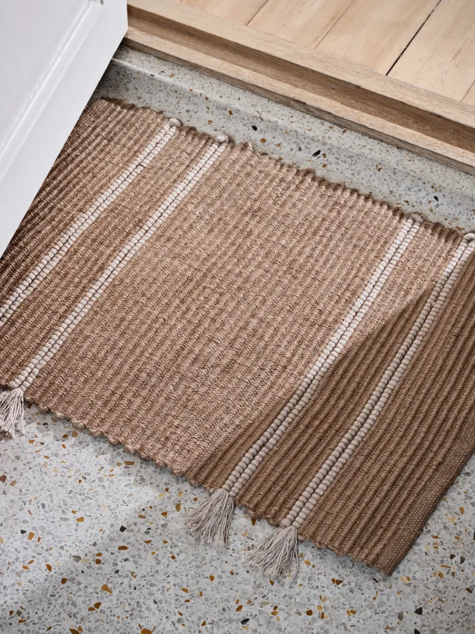 Hot Broste Copenhagen Ezra door mat 50x70 cm, Natural-off white BeigeWhite